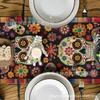 Bandeira de Mesa do Dia dos Mortos Mais Vendida da Amazon Estampa Floral de Caveira Carnaval Mexicano Decoração de Mesa de Sala de Estar Toalha de Mesa