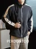 Chaqueta de terciopelo cálido de alta gama, de doble cara, con rayas retro y bloques de color, con cuello alto, para hombre, Chaqueta cálida casual de alta gama para otoño e invierno