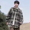 Camisa de Cuadros Estilo Tweed para Hombre Primavera y Otoño Casual Holgada de Manga Larga 2025 Nueva Chaqueta con Cuello