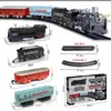 Tren de Pista Eléctrico Transfronterizo Juguete Niños Educativo Ensamblado Luz Artificial Retro Tren Pequeño Juguete de Pista