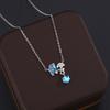 Difeng 999 Pie de Plata Collar Pequeño Albaricoque Cadena para Clavícula de Luna Azul Ginkgo para Mujer Regalo del Día de San Valentín