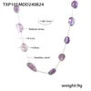 Estilo Bohemio Retro Lujo Ligero Irregular Morado Piedra Natural Pulsera Collar Clavícula Acero Inoxidable Conjunto para Mujer