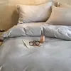 Conjunto de 4 Peças Waffle Tecido Algodão Puro Simples Moderno Roupa de Cama para Casa Alta Contagem de Fios Alta Densidade Amigo da Pele Conjunto de Roupa de Cama