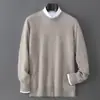 Suéter de Lana 100% Pura con Cuello Redondo para Hombre Amazon Simple Versátil Cálido Jersey de Punto Capa Base Engrosada Cálido