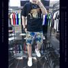 Traje informal de verano de nueva moda para hombre, de estilo europeo, ligero, de lujo, personalizado, estampado, atractivo, de manga corta, para hombre.