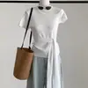 Estilo de Verano de Moda Tirante Asimétrico No Desmontable Top Adelgazante 2026 Nuevo Estilo Coreano Blusa de Punto de Manga Corta