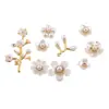 Flores de Pérola Sintética Estilo Antigo Incrustadas com Diamantes, Galhos e Ramificações, Acessórios de Resina, Acessórios de Cabelo DIY Feitos à Mão, Materiais para Joias de Leque