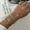 Pulseiras de Dedo Empilhadas em Camadas Estilo Europeu e Americano Ins, Pulseira de Dedo Integrada Colorida da Moda Flor de Zircônia Olho Grego
