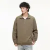 Sudadera para Hombre 2026 Otoño Nueva Llegada Cuello Alto Media Cremallera Sudadera con Capucha Chaqueta Texturizada Estilo Japonés Color Sólido Ropa Exterior Moderna