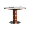 Mesa Redonda de Jantar para Apartamento Pequeno, Estilo Retro Francês, Mesa de Jantar Doméstica de Madeira Maciça e Ardósia, Mesa Redonda Berg, Mesa de Jantar Estilo Meio do Século, Novo Modelo