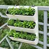 Maceta rectangular para balcón de autorriego, maceta para verduras, caja de plantación especial para verduras y cebolletas, maceta para flores y suculentas, macetero rectangular largo