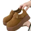 Sapatos Birkenstock Femininos com Solado Grosso para Aumentar a Altura 2026 Outono Novo Slip-On Mocassins Casuais Retrô