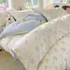 Juego de ropa de cama de cuatro piezas 100% algodón, algodón puro, nuevo estilo 2026, diseño fresco y sencillo, adecuado para habitaciones de estudiantes, incluye sábana bajera y funda de edredón, juego de tres piezas, para todas las estaciones