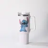 Taza Térmica Popular de Diamantes con Pegamento de Amazon Acero Inoxidable Diamante 40oz Taza de Coche con Asa Paja de Acero Inoxidable Taza Térmica
