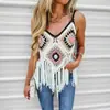 Camisola bohemia étnica tejida a mano con flecos