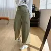 ¡Pantalones cargo geniales con múltiples bolsillos! Jeans crop ajustadores de cintura alta para mujer, pantalones de otoño, pantalones anchos rectos holgados