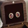 Pendientes de Clip con Borla de Zirconia Estilo Retro de Lujo Ligero Francés para Bobina de Mosquito, Elegantes Pendientes Versátiles de Moda Estilo Palacio para Mujeres