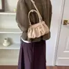 Bolsa de nuvem com laço de camurça estilo coreano, nicho, para mulheres, nova moda outono e inverno 2026, bolsa de ombro e transversal para o dia a dia