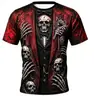 Estación independiente transfronteriza europea y americana casual estilo americano camiseta para hombre patrón de calabaza y calavera manga corta cuello redondo camiseta venta al por mayor de fábrica