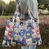 Bolsa de Compras Plegable para Supermercado Tela Floral Portátil Poliéster Bolsa de Almacenamiento Portátil Gran Capacidad Rectangular Engrosada Venta al por Mayor
