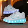 Novos sapatos de caminhada de quatro rodas, sapatos de patinação infantil, tênis luminosos recarregáveis de roda dupla, sapatos de patinação para estudantes