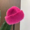 Sombrero mongol de peluche transfronterizo para mujer, cálido en invierno, hace que la cara se vea más pequeña, protección para las orejas, sombrero tipo cubo estilo noreste, pelo sintético de visón, sombrero de pescador a la moda
