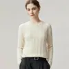 Suéter 100% cachemir puro para mujer, cuello redondo, diseño de punto trenzado, nuevo estilo otoño/invierno, top de punto ajustado, perfecto como capa base