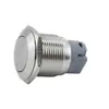 Loniu Interruptor de Botón Metálico de 19 mm 2 Pines Sin Luz Cabeza Plana Auto-Restaurable Botón Metálico Interruptor de Botón Impermeable