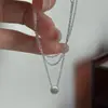 Collar de cuentas cepilladas retro con diseño de nicho estilo coreano de plata de ley S925, cadena para la clavícula simple y a la moda estilo coreano