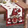 Nueva bandera de mesa para el día de San Valentín, bandera de mesa de lino con enano rojo amor rosa, decoración de mesa, venta directa de fábrica