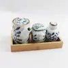 Pote de Molho de Soja para Sushi Japonês Azul Uncaria Cerâmica Caixa de Mostarda Pote para Vinagre de Tempero Pote de Açúcar e Sal Cerâmica de Restaurante
