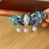Horquilla de Perla con Patrón de Nube Azul Quemado Estilo Antiguo, Pasador de Pelo de Gama Alta Estilo Chino Nuevo, Accesorio para el Cabello, Horquilla