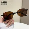 Óculos de Sol 35068 Novo Estilo Estilo Puro Desejo Óculos de Sol Metálicos Ovais para Homens e Mulheres com Rostos Quadrados e Redondos, Armações de Alta Qualidade para Fotografia de Rua