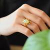 Estilo Chinês Corrente Nacional Artesanato em Esmalte Conjunto de Prata S925 Anel de Jade Hetian HTYR031