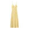 Comércio Exterior Transfronteiriço Roupas Femininas Verão 2025 Europeu e Americano Ajustadas ao Corpo Textura de Cetim de Seda Vestido Midi de Alça para Mulheres E62591