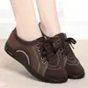 Sapatos de pano femininos estilo Velho Pequim, adequados para primavera e outono, leves, antiderrapantes, com salto baixo, abertura profunda, sola macia confortável, sapatilhas casuais, atacado