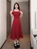 Vestido Plus Size Estiloso com Saia Midi com Cordão Triplo para Mulheres, Verão Cintura Marcada Decote Quadrado, Deslumbrante Vestido Longo A-Line