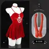 Lemon Story Lencería Sexy Pareja Coqueteo Pasión Caliente Cama Falda de Tirantes Reveladora de Pecho Pequeño Conjunto de Pijama para Mujeres