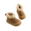 Botas de nieve para niños, botas cálidas de algodón con forro polar de invierno, zapatos unisex para niños pequeños, suela suave, antideslizantes, botines, botines de algodón para bebé