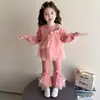 Conjunto Doce de Tulipa Estilo Coreano para Meninas Estilo Primavera/Outono 2026 Nova Moda Infantil Conjunto Elegante de Duas Peças para Meninas