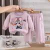 Conjunto de Roupas de Outono para Meninas 2026 Novo Estiloso Bebê Menina Desenho Animado Manga Longa Conjunto de Duas Peças Roupas Infantis Tendência 1-3 Anos 5