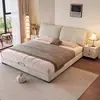 Cama vintage estilo francés oreja de elefante, cama de tela chenilla, cama grande moderna minimalista para dormitorio principal con almacenamiento, cama doble de boda