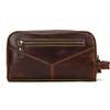 Clutch Masculina de Couro Genuíno Couro Crazy Horse Retrô Unissex Necessaire Primeira Camada Couro Bovino Zíper Duplo Bolsa de Mão