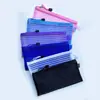 Bolsa con Cremallera de Rayas Rectas Estuche para Lápices Bolsa para Recibos Bolsa con Cremallera para Documentos Bolsa de Papelería para Estudiantes Bolsa de Almacenamiento de Gran Capacidad para Cosméticos