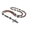 Collar Retro Religioso Personalizado No Magnético Transfronterizo Europeo y Americano Colgante de Piedra Natural con Cuentas Hecho a Mano Rosario