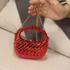 Bolso Mini de Moda para Pintalabios para Mujer, Textura de Alta Calidad, Tejido a Mano, de Mano, de Hombro, Cruzado, Cadena, Bolso Redondo