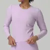 Roupas de Yoga de Manga Longa para Outono Inicial para Mulheres, Camisetas Esportivas Caneladas Curtas Slim Fit, Tops para Roupas de Fitness, Customização OEM