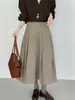 Luego, Reinventando el Estilo Coreano Clásico Falda Midi Plisada Sencilla de Alta Gama para Mujer Elegante de Longitud Media 6259
