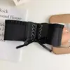 Cinto Elástico de Renda Moda Feminina Versátil para Vestido Camisa Decorativo Simples Afinando Cintura Cobertura de Cintura Larga