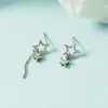 Pendientes Asimétricos de Estrella con Circonita para Mujer, Nuevo Estilo de Verano 2021 Pendientes de Moda, Diseño de Nicho, Estilo Borla, Sensación de Alta Gama